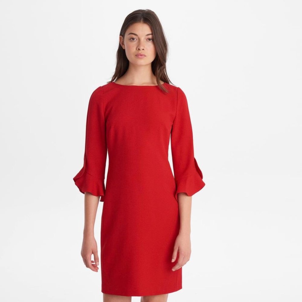 Karl Lagerfeld Red Fitted Knee Length Dress